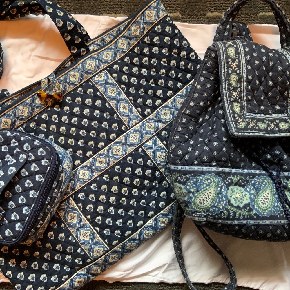 3 Vera Bradley: Tote, Jewelry Case and Mini Backpack Various Patterns